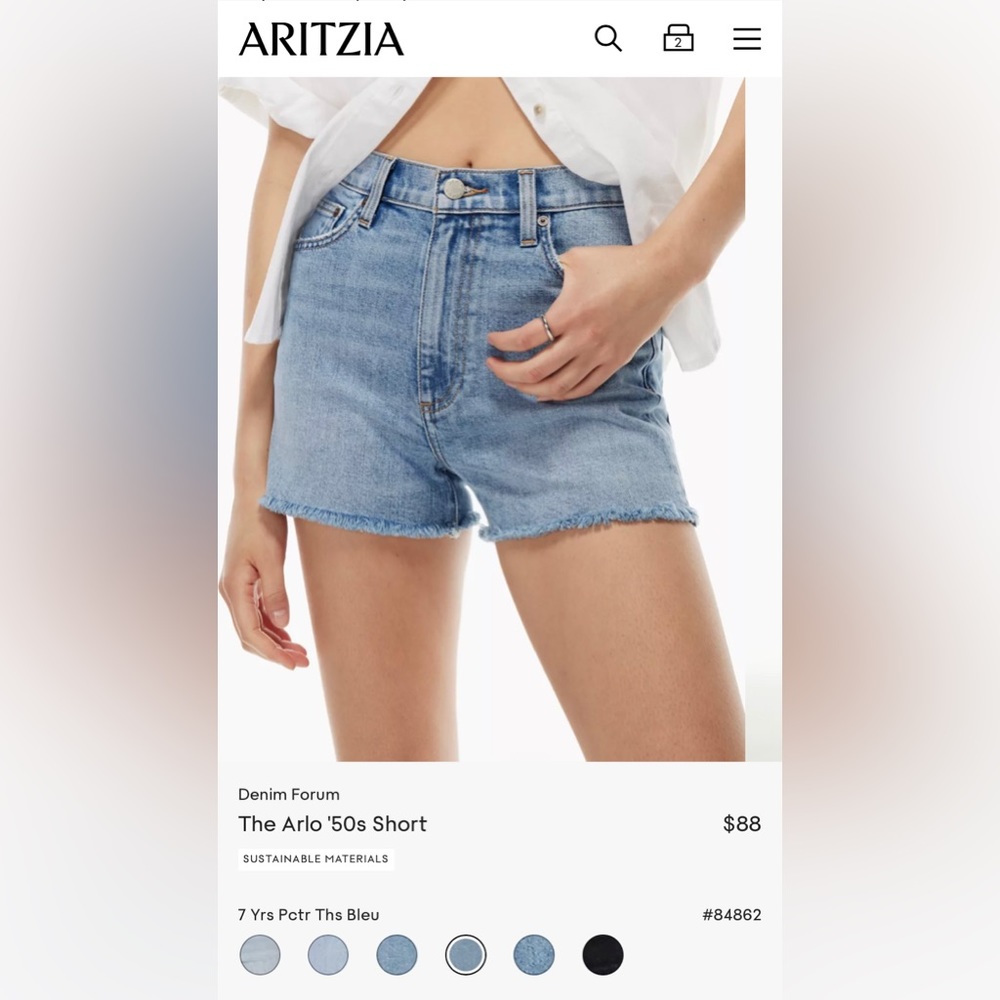 Aritzia Denim Forum Arlo shorts, size 26